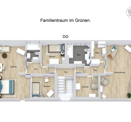 Grundriss – Familientraum im Grünen. – DG – 3D