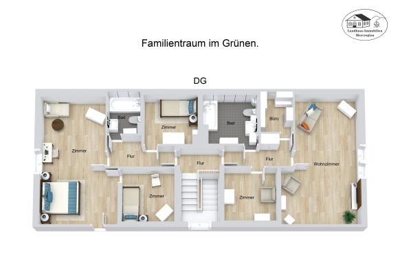 Grundriss – Familientraum im Grünen. – DG – 3D