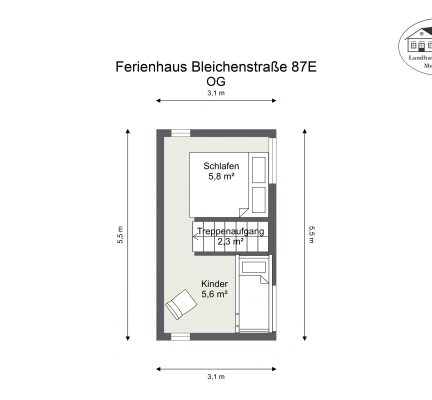 Grundriss – Ferienhaus Bleichenstraße 87E – OG – 2D