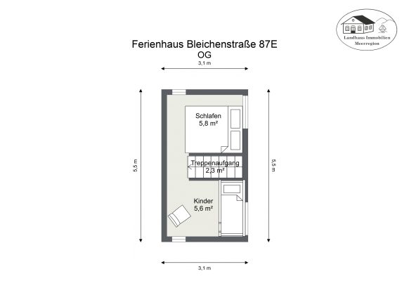 Grundriss – Ferienhaus Bleichenstraße 87E – OG – 2D