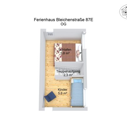 Grundriss – Ferienhaus Bleichenstraße 87E – OG – 3D