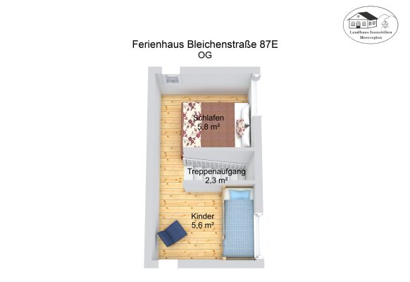 Grundriss – Ferienhaus Bleichenstraße 87E – OG – 3D