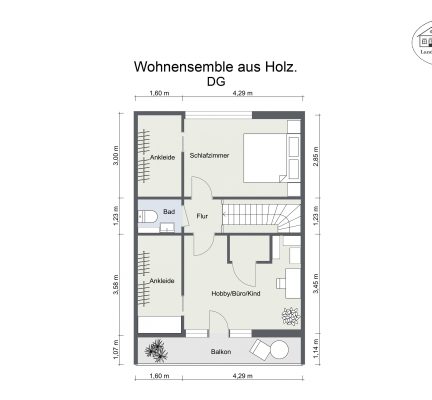 Grundriss – Wohnensemble aus Holz. – DG – 2D