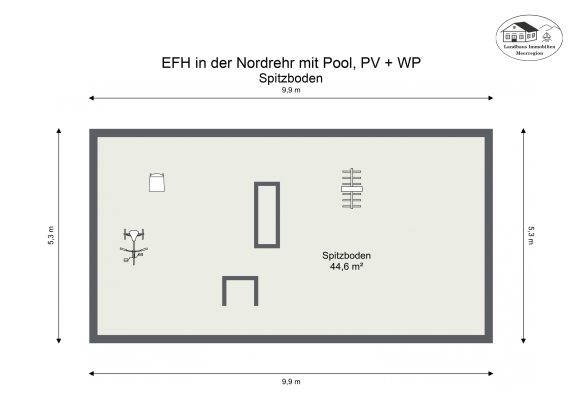 Grundriss – EFH in der Nordrehr mit Pool, PV + WP – Spitzboden – 2D